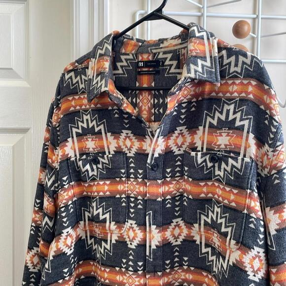 Levi's - Oversized Baggy Navajo Long Sleeve Shirt - Grey / Orange - XL - Picture 2 of 10
